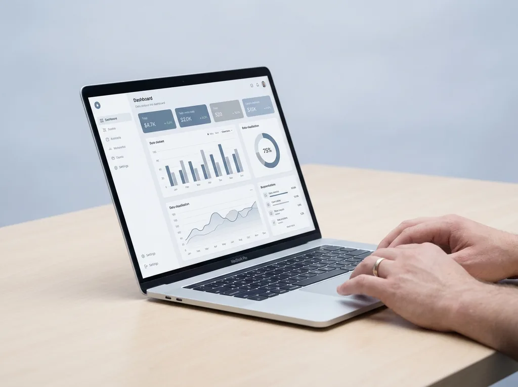 Laptop showing a web dashboard